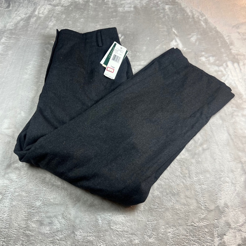 NWT Lauren Ralph Lauren Women 14W Cargo Pant Charcoal Gray Wool Wide Leg Vintage